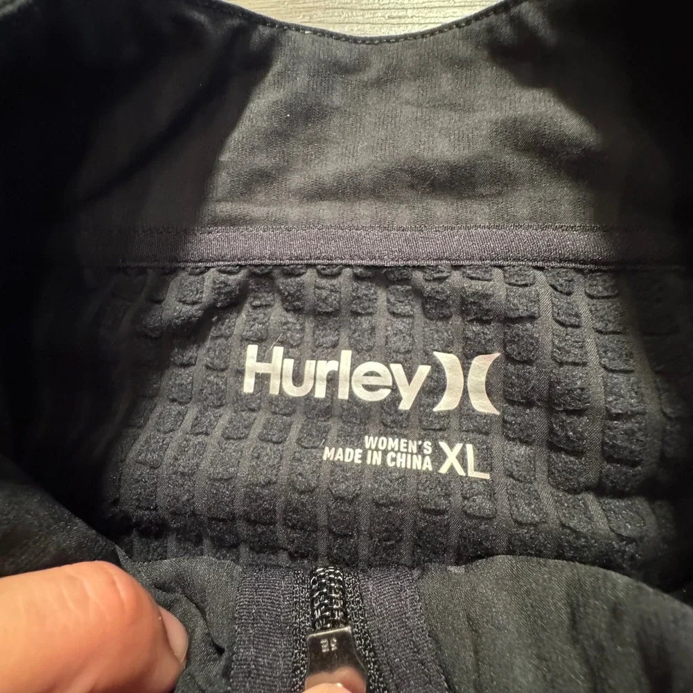Hurley Jacket Womens XL Black Mock Neck Trail Grid Outdoor Performance Full Zip